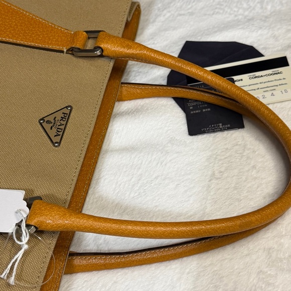 Authentic pre loved Prada Beige and Orange Canvas Tote - Picture 9 of 14